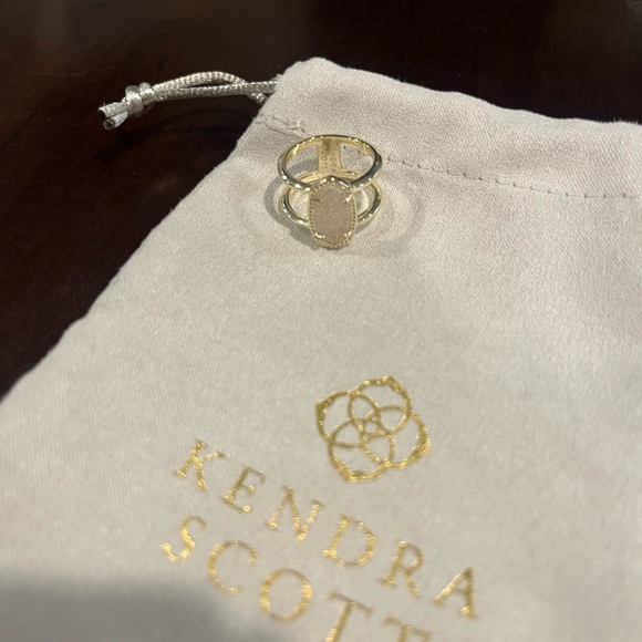 Kendra Scott Gold Ring with Druzy White Stone, size 7 - Picture 3 of 4